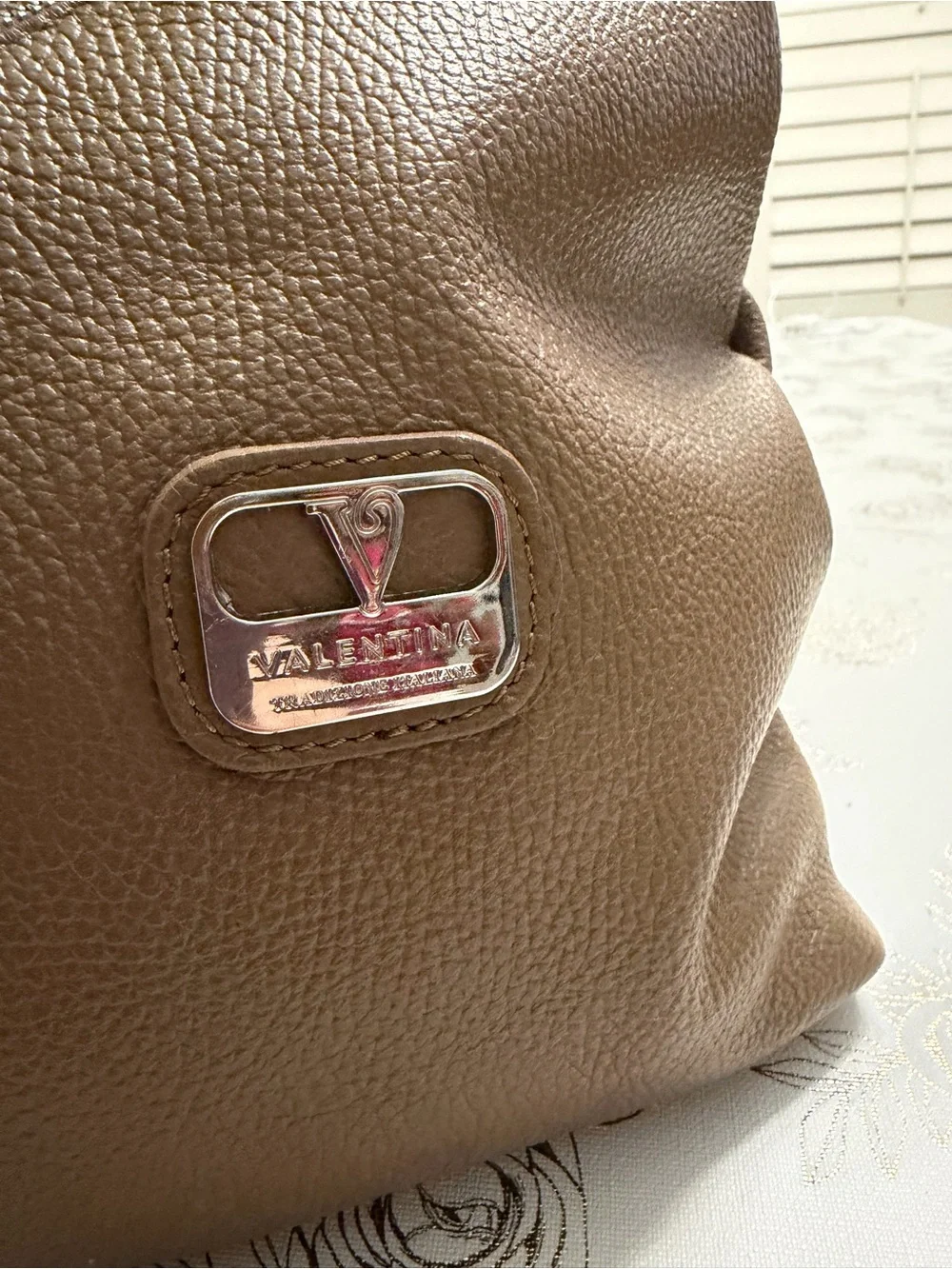 VALENTINA Italy Taupe Brown Pebbled Leather Backpack Convertible Sling Bag